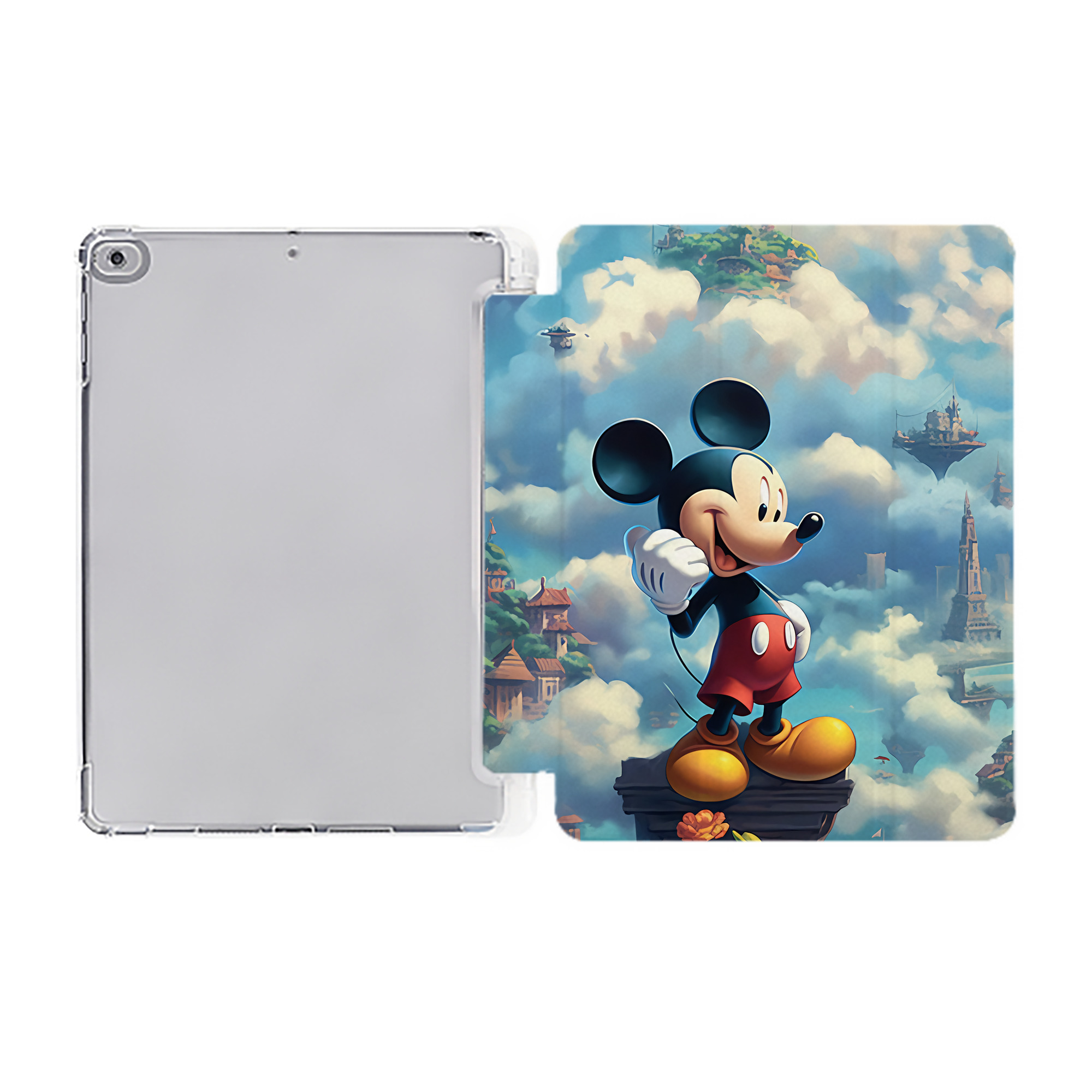 （画像用） ミッキーマウス Mickey Mouse IPad ケース ペン収納付き 三つ折りスタンド PUレザー×シリコン 対応機種9.5/10.5/10.9インチ